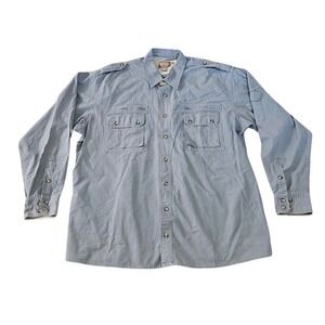 Cabela's Safari Canvas Shirt Men XL Tall Blue Button Up Long Sleeve Pockets